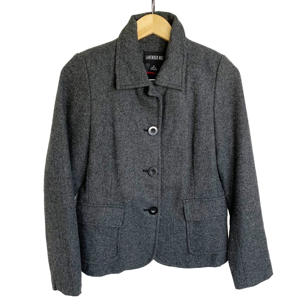 Lavender Hill Wool Blend Jacket Blazer Coat Womens 8 Button Pocket Lined